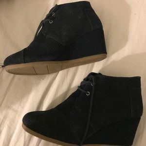 TOMS Blue Corduroy Wedges